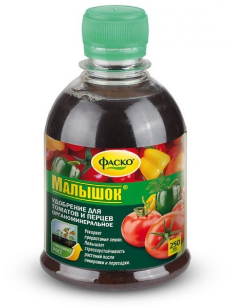 Удобрение жидкое Фаско Малышок органоминеральное для томатов и перцев, Флакон 250мл.